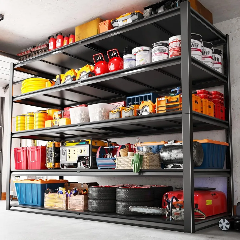 

5-ярусный усиленный стеллаж для гаража, 78 дюймов в высоту, регулируемый металлический стеллаж для организации склада, грузоподъемность 3000 фунтов, на заказ