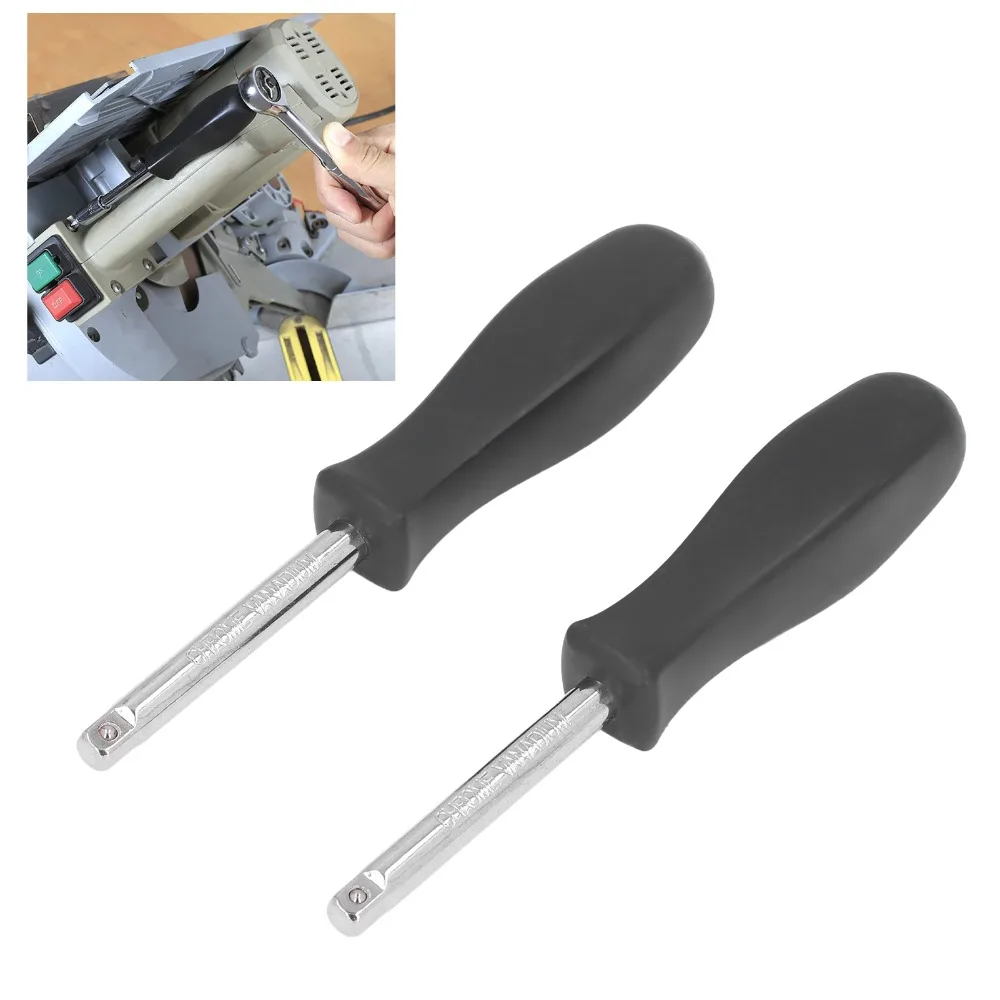 2PCS 5.9 Inch Length 1/4 Inch Drive Spinner Handle Black Finish / Chrome Finish Internal Square Drive Rotary Tool Handle