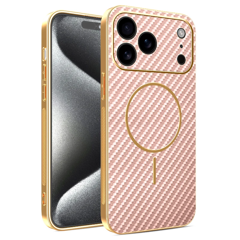 Kohlefaser-Magnethülle für iPhone 17 Pro Max 11 12 13 14 15 16 Plus 17 Air 17P stoßfeste Luxus-Beschichtung Kunststoff-TPU-Abdeckung