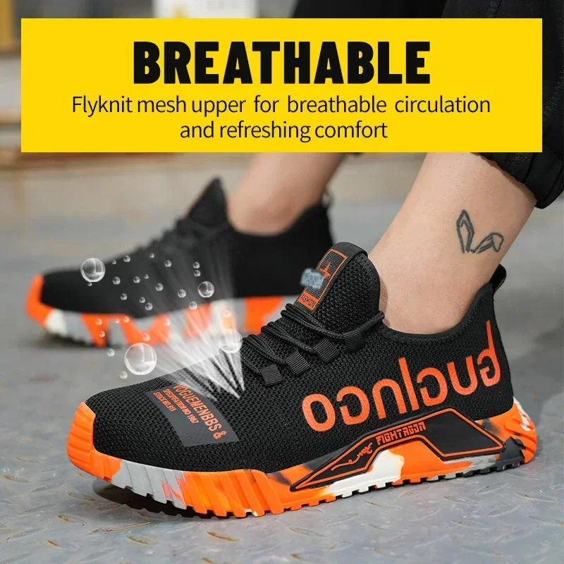 Fashionable sports shoes work boots, trendy safety running sports leisure shoes