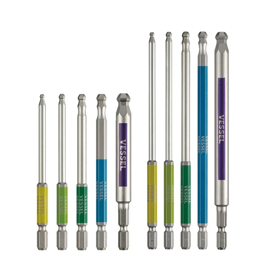 VESSEL Ball End Hex Screwdriver Bits Set 1/4\