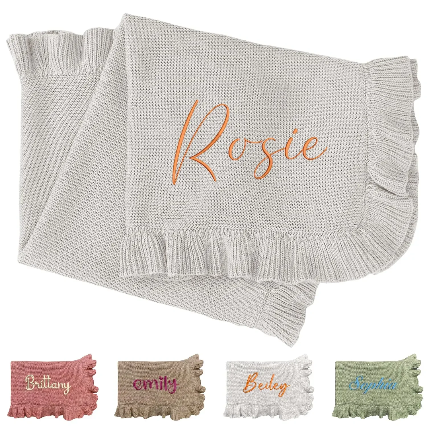 

Personalized Baby Blanket Knit Baby Blanket for Newborn Girl and Boy Custom Blanket with Name Embroidery Knited Kids Gifts Jtjd