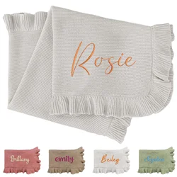 Personalized Baby Blanket Knitied Blanket for Newborn Girl and Boy Custom Blanket with Name Embroidery Knited Kids Gifts Jtjd