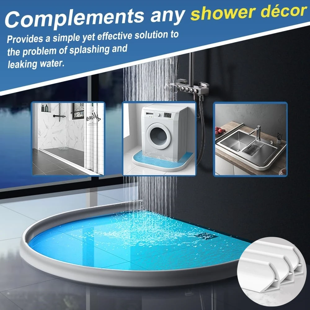New Upgraded Version Bathroom Silicone Shower Barrier Water Stopper Bendable Anti Splash Dry Wet Separation Shower Accessories