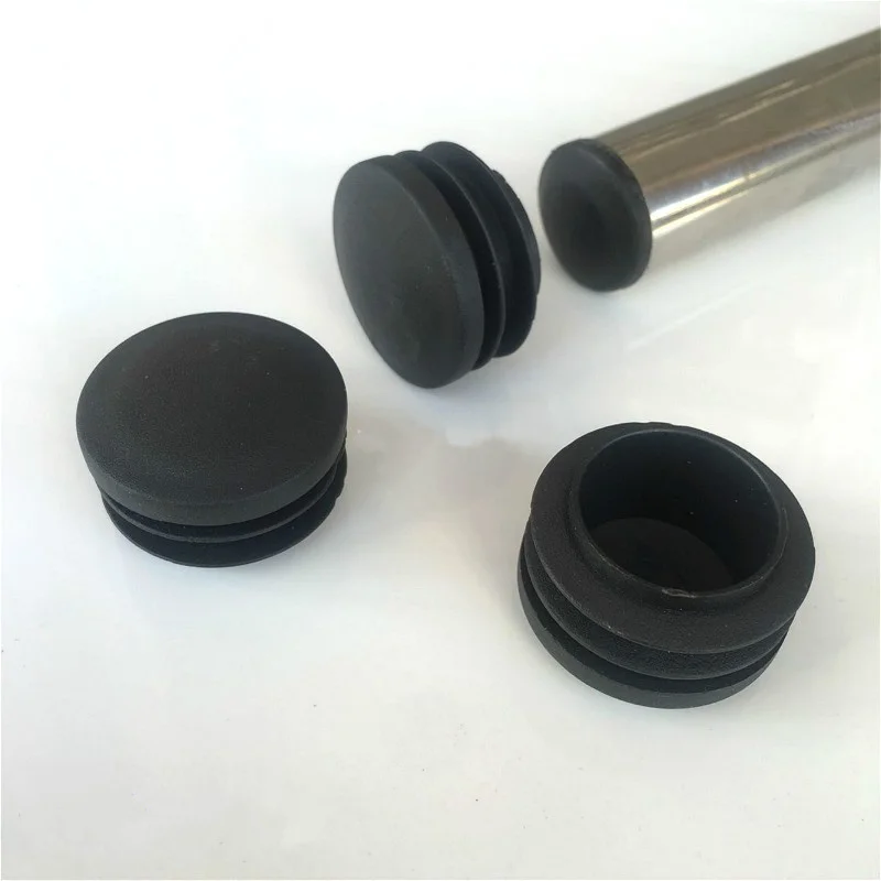 Tapón de plástico para patas de muebles, tapa de tubo de acero redondo negro, inserto de Plugs14-76mm, cubierta antipolvo decorativa, 10 unids/lote