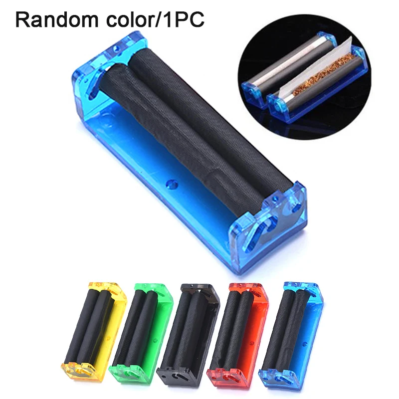 1PC 70mm Easy Manual Cigarette Tobacco Smoking Roller Maker Rolling Machine Clear Color Random view 2