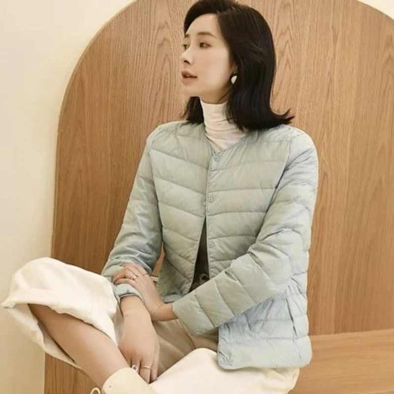 ผู้หญิงฤดูใบไม้ร่วงฤดูหนาว Ultralight ลงเสื้อเป็ดสีขาวลงเสื้อโค้ทยาวกลางแจ้ง Windproof เล่นสกีเดินป่า Trekking แจ็คเก็ต