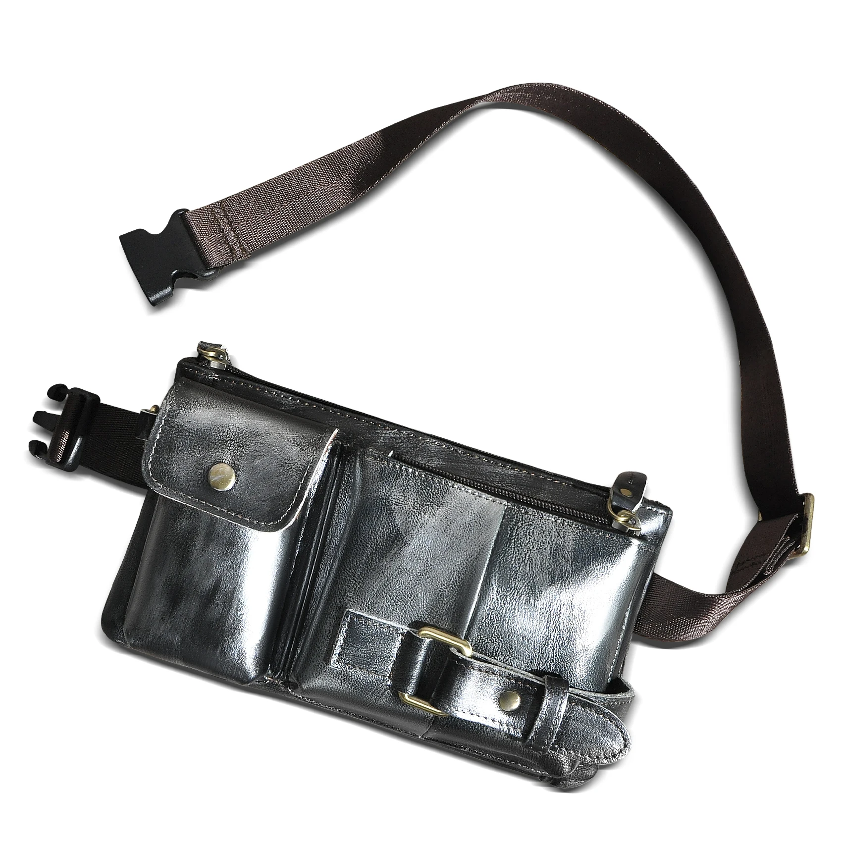 

Soft Original Leather men Antique Coffee Travel Fanny Waist Belt Bag Chest Pack Clutch Design Phone Cigarette Pouch Male 8135s