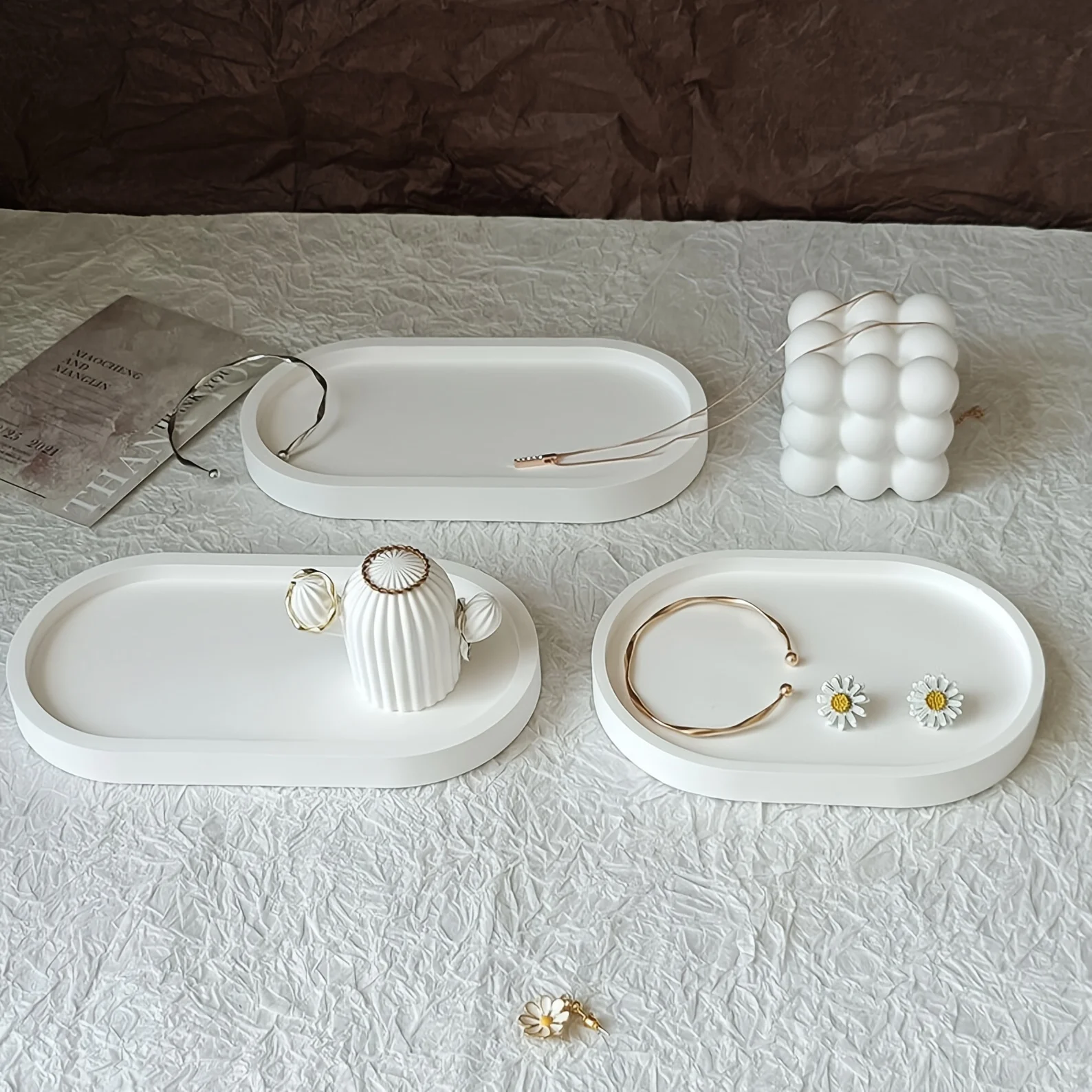 Ovale Silikonformen für Beton, Gips, Ornamente, Schmuck, Epoxidharz und Aufbewahrung mit Schalen-Design – Detail 4