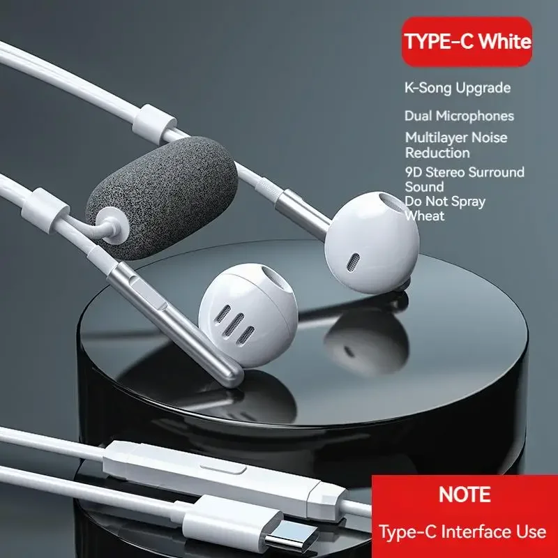 

Wired Earphone Type C HiFi Earbuds 3.5mm Wired Headphones with Microphon Bass Stereo Earbuds Music Sport Headset for Smartphone