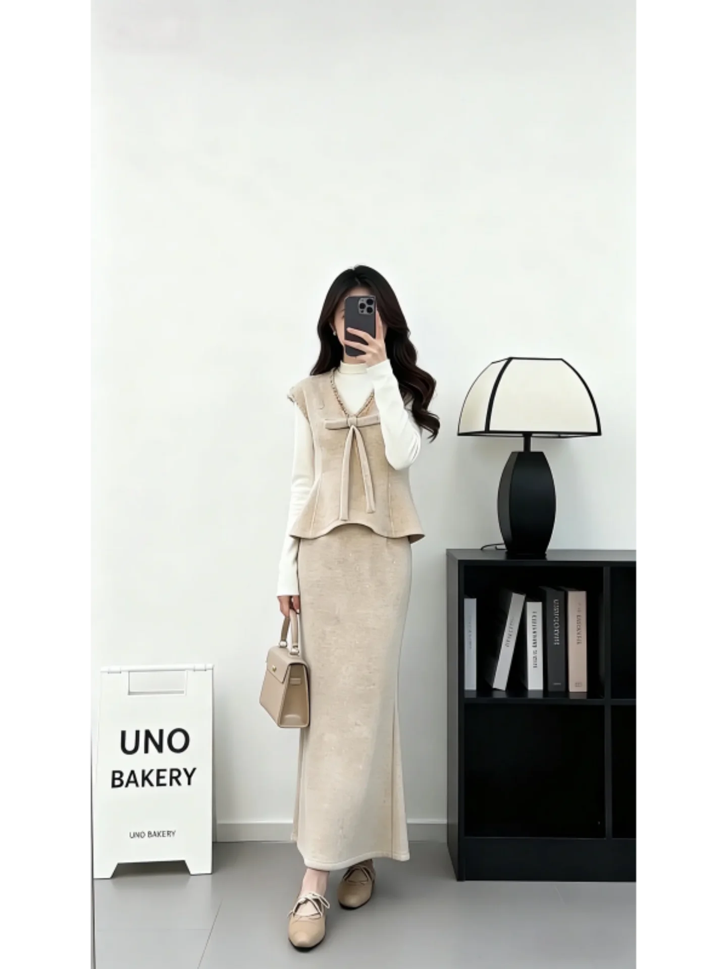 

e round Ne Women's Set High Waist Skirt And Top Two-Piece Casual Sle Spring New Faion Suits Soft Waist-Cinching