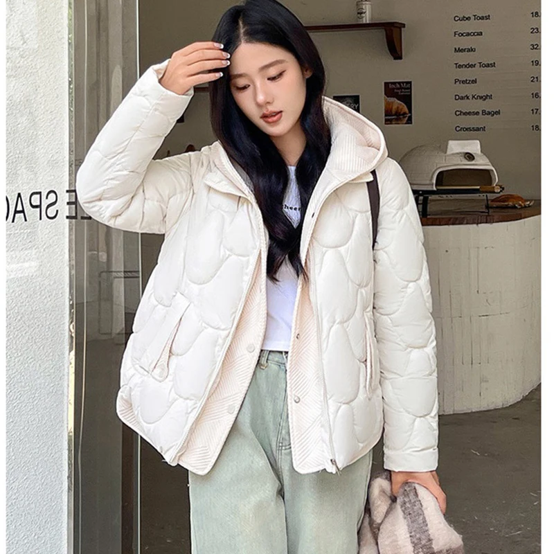 Women\'s Hooded Cotton Parkas Korean Clothes Ladies Winter Jacket Fake two-piece fashion bread Coat Padded Streetwear New Outwear