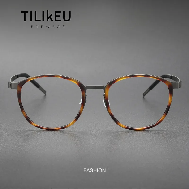 

High Quality Retro Oval Screwless Eyewear Frame Luxury Brand Designer Pure Titanium Men Eyeglass Frame Prescription Eye Glasses