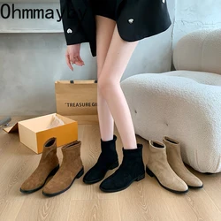 Retro Style Women Short Boots Fashion Back Zippers Shoes Spring Autumn Square Low Heel Ladies Comfort Ankle Booties