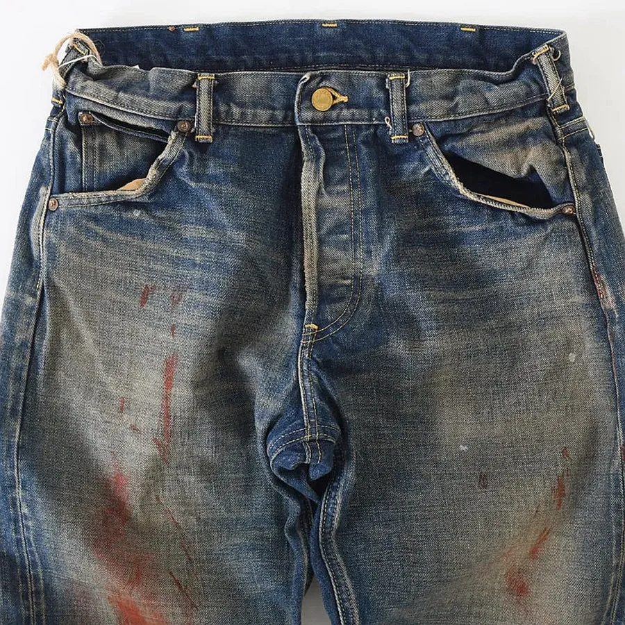 بقع طلاء ثقيلة محدودة من GLAD HAND، جينز عتيق من قماش الدنيم