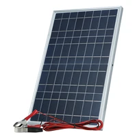 Juego de panel solar de 30W D C 12V/18V con pinza de cocodrilo/resistencia al agua IP65 para uso doméstico en interiores y exteriores portátil