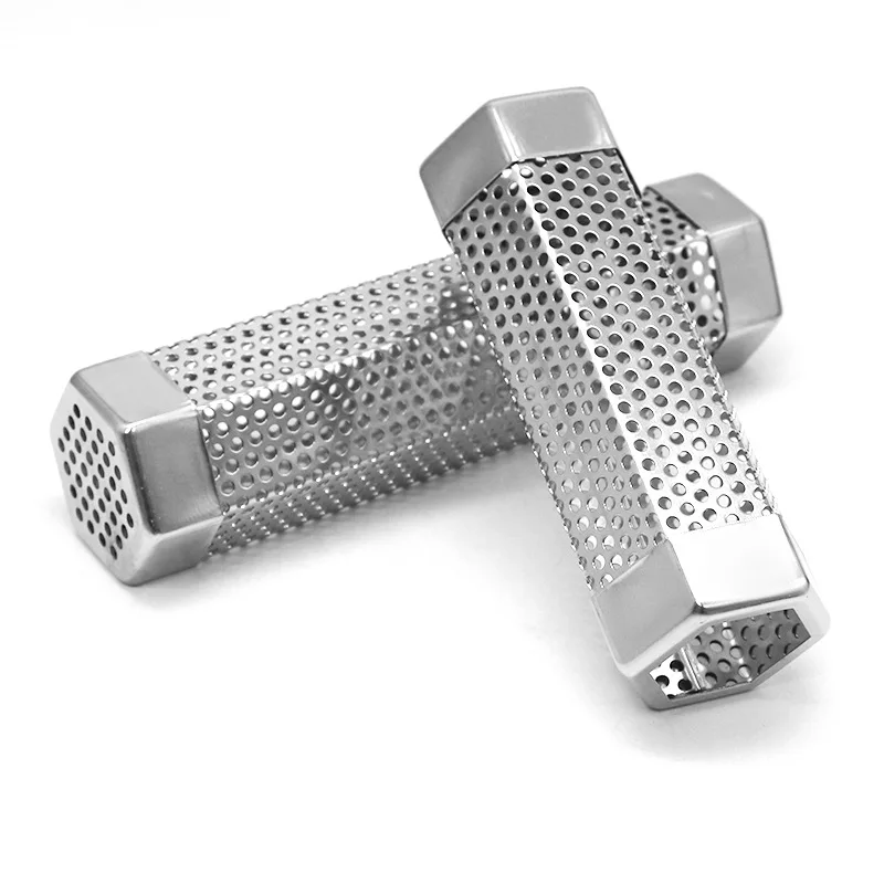6/8in 430 stainless steel smoke pipe fruit wood smoke pipe hexagonal barbecue smoke generator barbecue