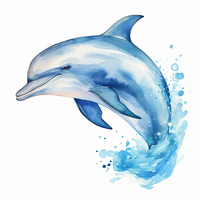 Watercolor Dolphin Sticker, Water-proof Home Swith Decal, Used for Wall, Bathroom, Cabinet, Door,Toilet, Car, Laptop