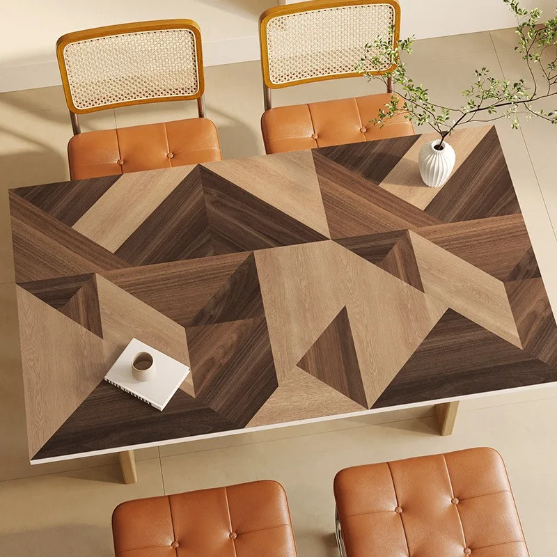 Imitation Wood Grain Decorate Dining Table Mats Easy To Clean PVC Waterproof Oil-proof Anti-scalding Soft Cushion TV Cabinet Mat