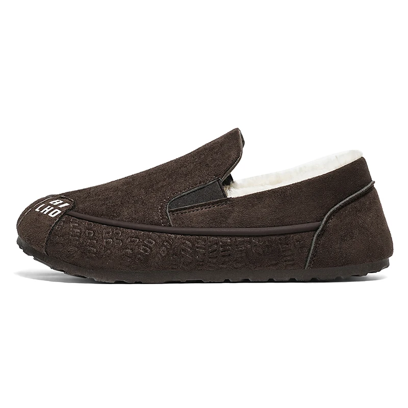Men's Winter Thickened Fleece Lined Driving Shoes Casual Low Top Boots Warm Anti-slip Leisure Comfortable PU Material