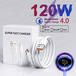 Cable USB tipo C de 120W para móvil, cargador superrápido para iPhone 15 Plus, 16 Pro Max, Xiaomi, Redmi, Samsung, Moto, Huawei Honor Realme