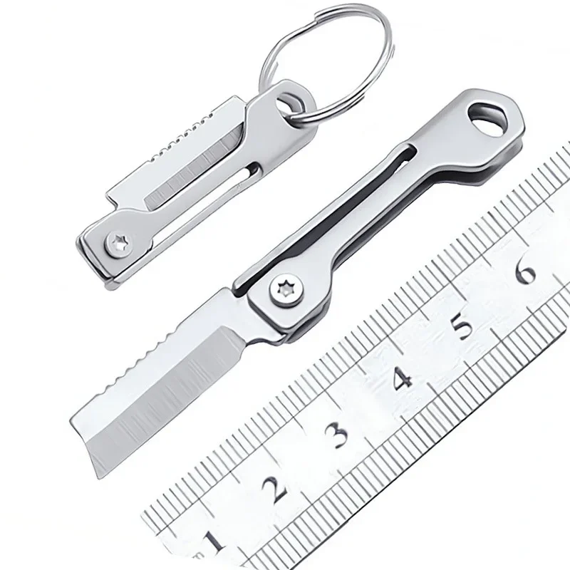 Mini Portable Kitchen Knife Multi-function Outdoor Survival Tools Stainless Steels Self Defense Keychain Safety Box Cutter