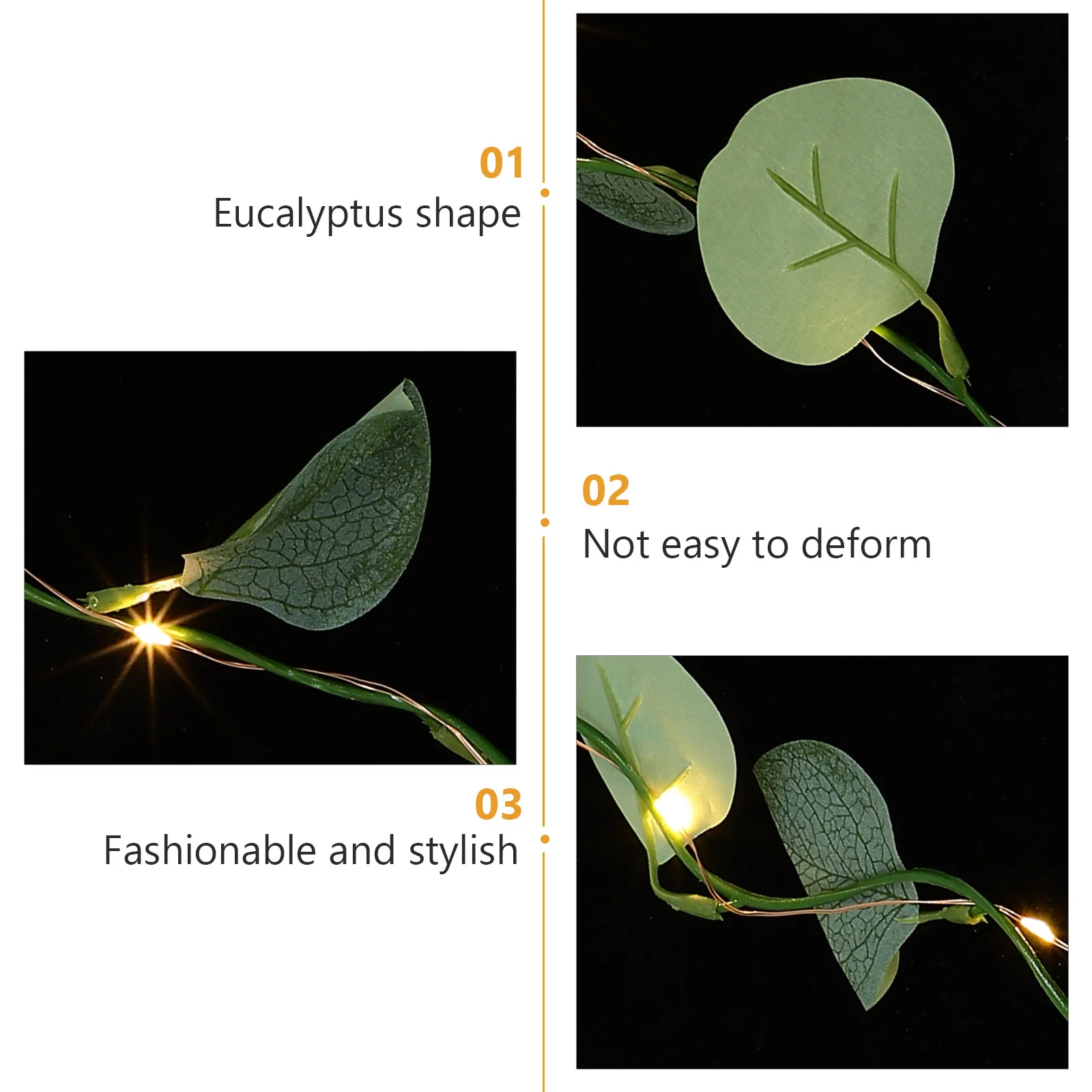 2 M ไฟตกแต่งในร่มใบยูคาลิปตัส Fairy Greenery Vine โคมไฟ LED