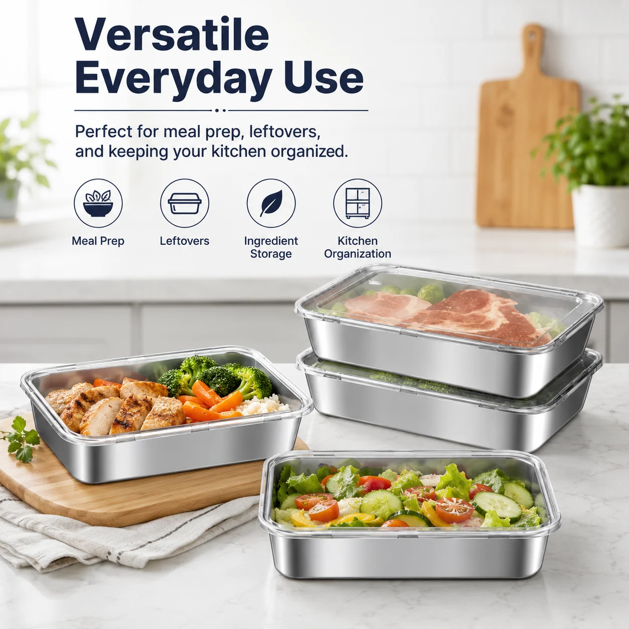ชุดกล่องเก็บอาหารสแตนเลส 3 ชิ้ - Meal Prep Menu บทวิจารณ์และราคา
