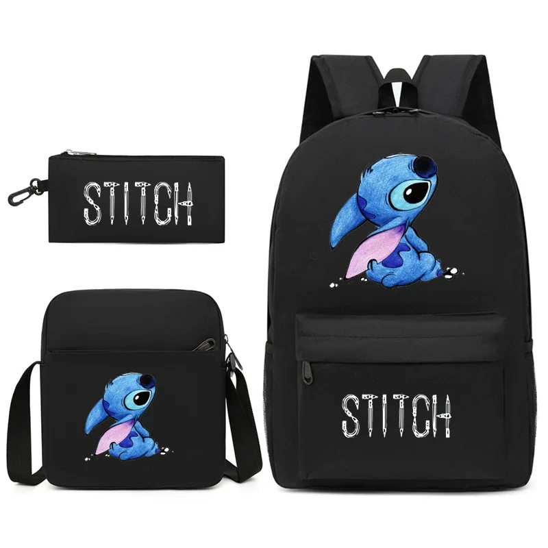 Lilo & Stitch Backpack Stitch Shoulder Bags Pencil Case Anime Bag Three Piece Set Disney Student Printing Bag Leisure Wholesale