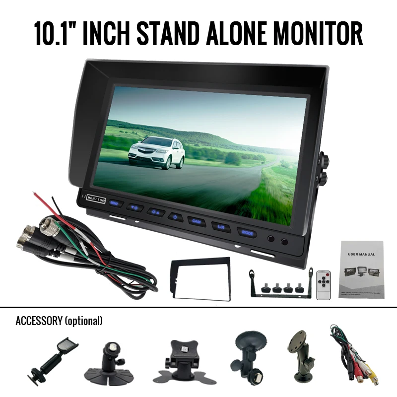 

10.1 inch Heavy Duty TFT LCD Car Monitor with 2 Ways Video Inputs 1024x600p