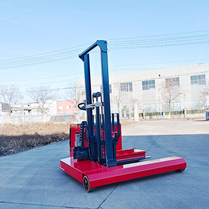 customized electric stacking transporter pallet stacking truck wide base durable wheels flexible mast for workshop stock