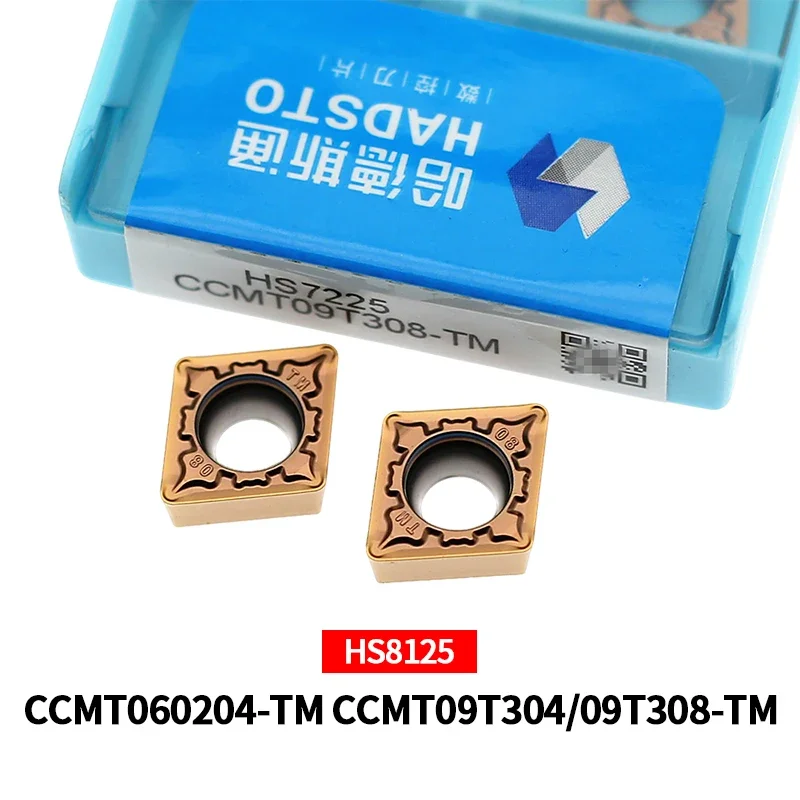 

10 шт. токарных пластин HADSTO CCMT060204-TM CCMT060208-TM CCMT09T304-TM CCMT09T308-TM HS7225 из карбида для нержавеющей стали