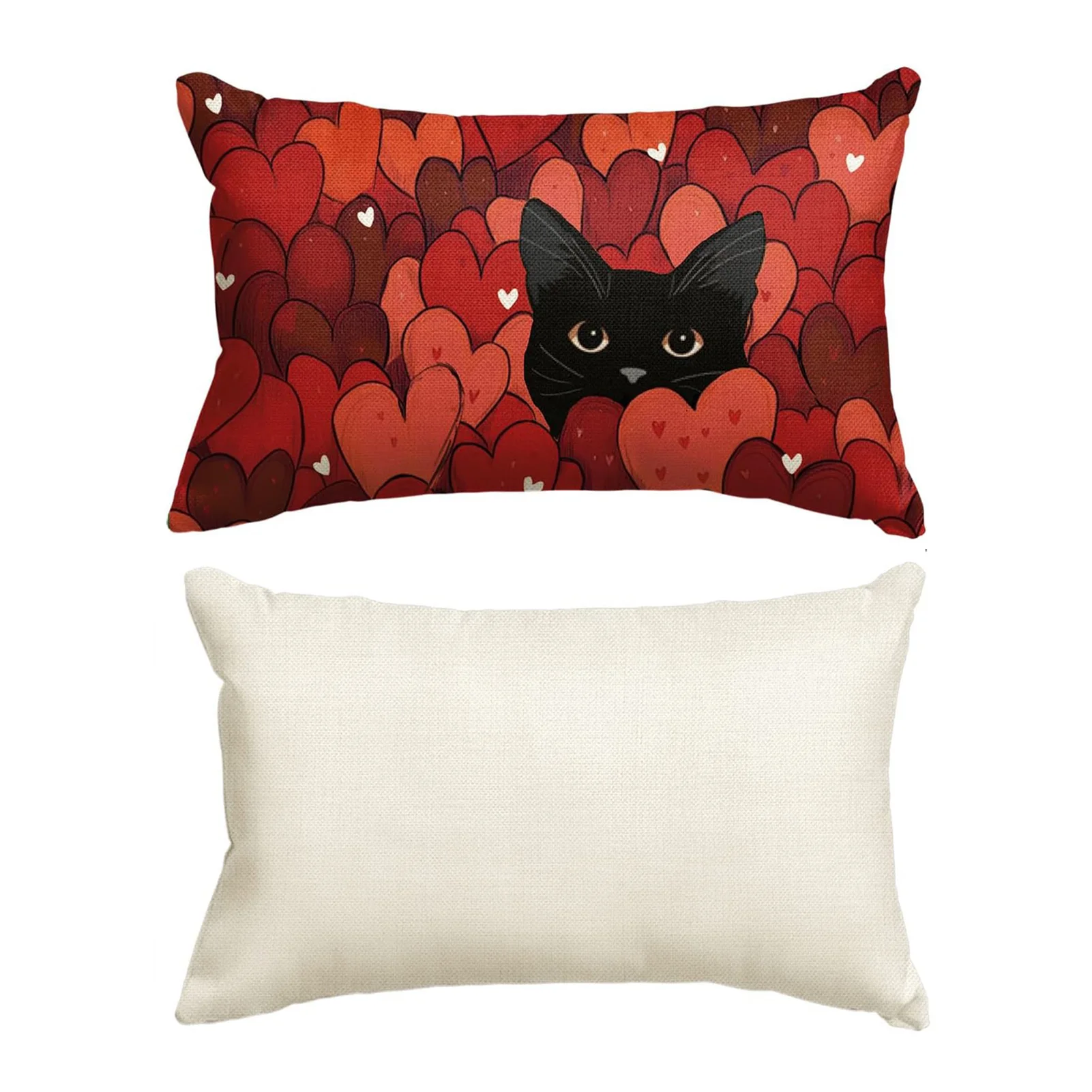 30x50 سنتيمتر العالمي المخدة 2026 عيد الحب وسادة للديكور غطاء الأحمر القلب القط نمط وسادة غطاء ديكورات المنزل #5