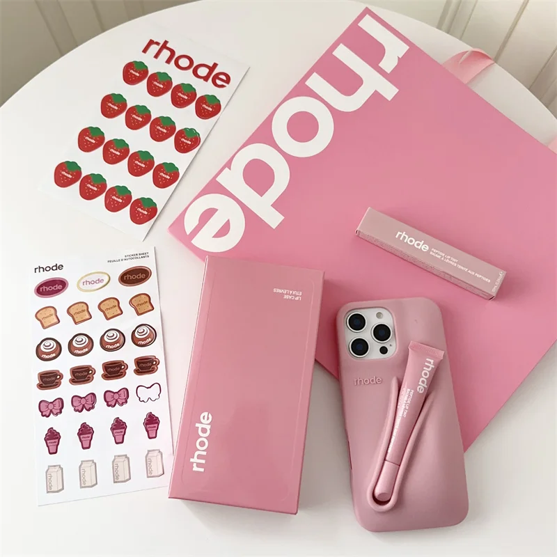 آيفون 17/ 17 الهواء/17 برو/17 برو ماكس غطاء الساخن ليمونتييني المحمولة ملمع الشفاه هايلي رود سيليكون حامل هاتف الفتيات شنطة هدايا