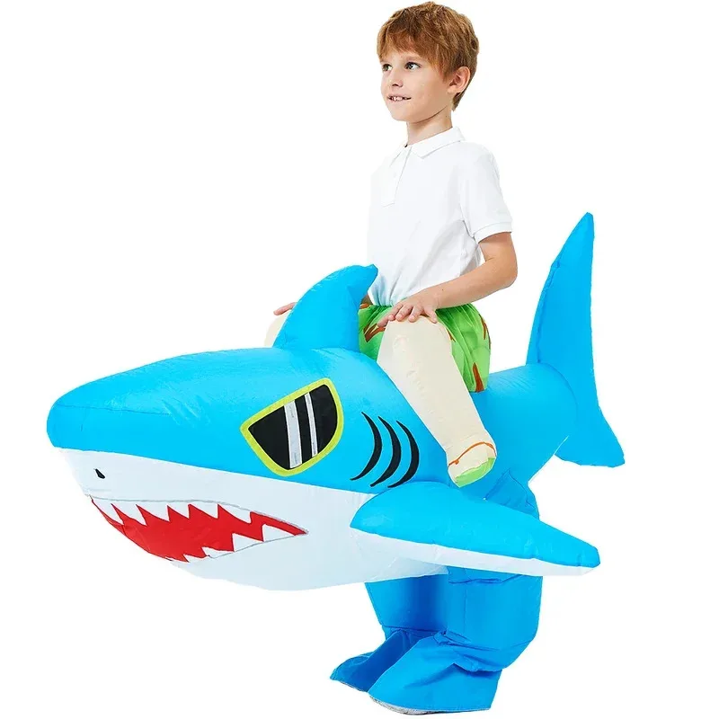 New Adult Kids Blue Shark Inflatable Costumes Anime Mascot Fancy Role Play Disfraz Halloween Party Cosplay Costume Dress Su NM35 view 5