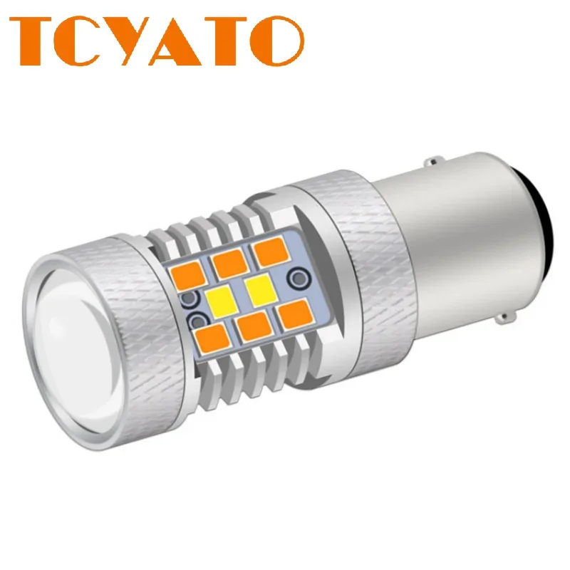 

TCYATO 10pcs LEDDual-color brake light turn signal 1156/1157/3157/7443 2835 28SMD reverse light