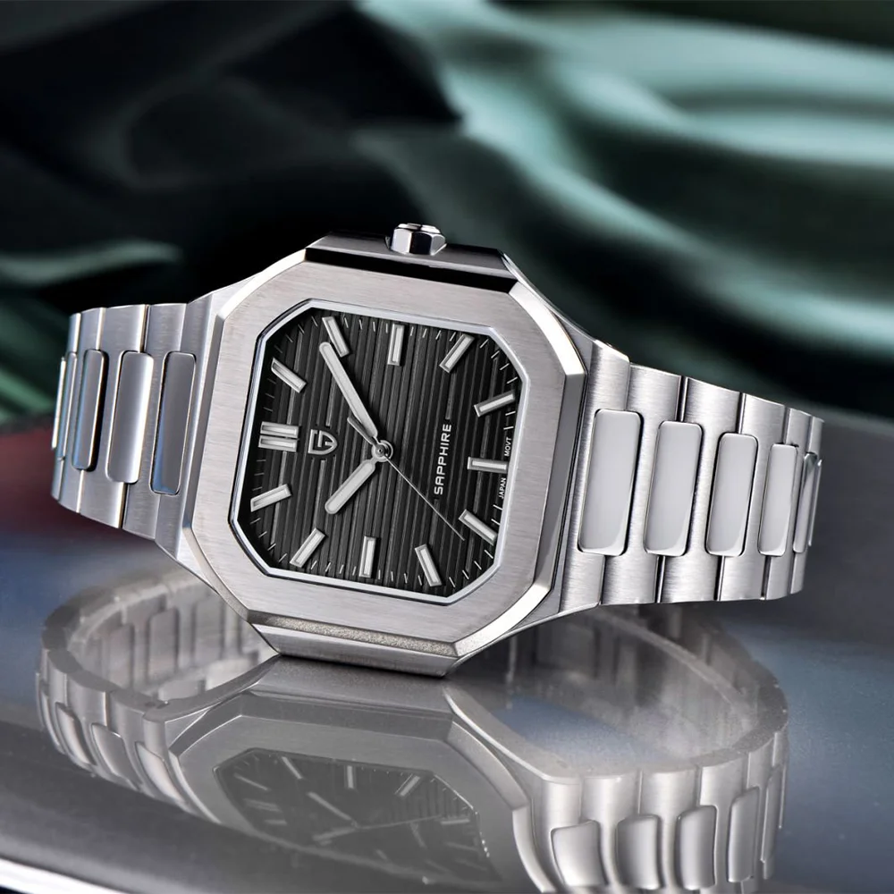 

2025 New PAGANI DESIGN 37MM Square Men Quartz Watches Luxury Sapphire Glass AR Coated Business Watch VH31 Luminous Watch for Men