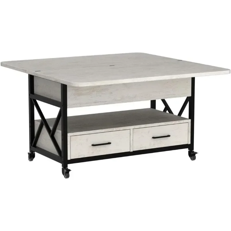 

For 40" Lift Top Coffee Table, 4 in 1 Coffee Tables with Storage , Small Farmhouse Coffee Table with 2 Drawers & LED Light