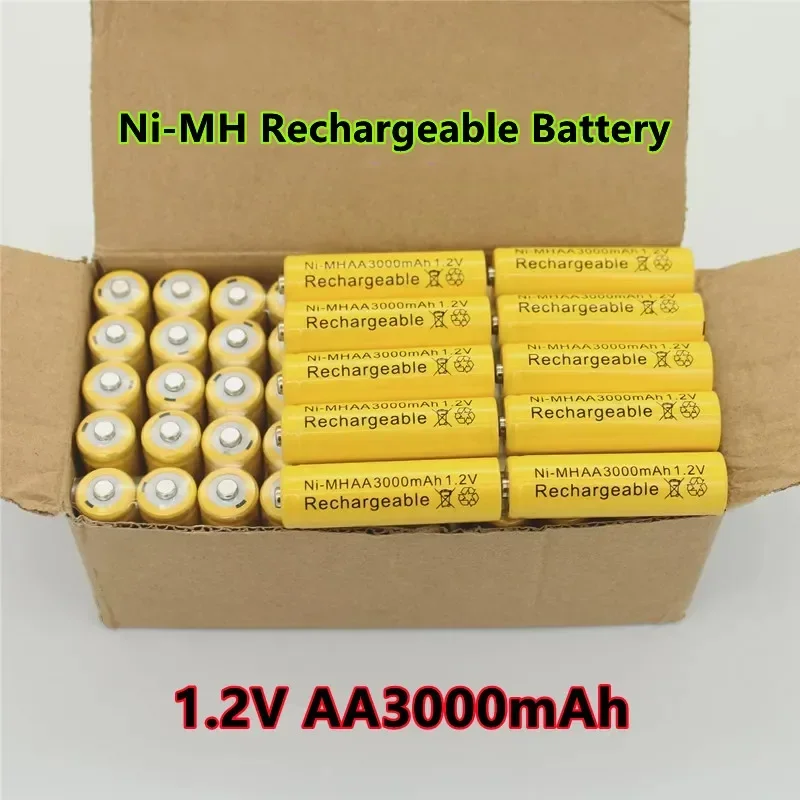 100% Original 1.2V 3000mAh NI MH AA Pre-Charged Rechargeable Batteries NI-MH Rechargeable AA Battery for Toys Camera Microphone