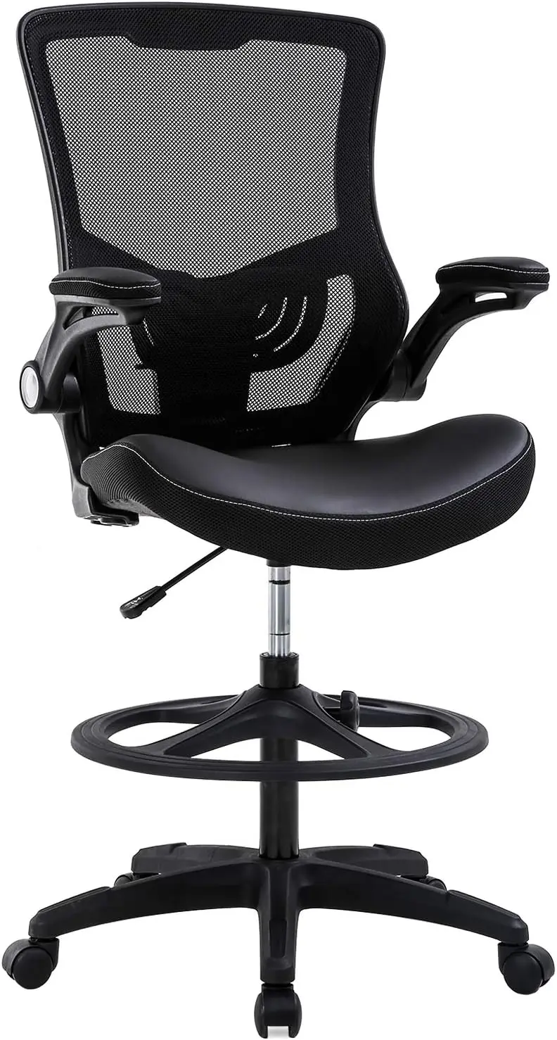 

Ergonomic Drafting Chair with Adjustable Height, Mesh Back, Footrest, Armrests, Black