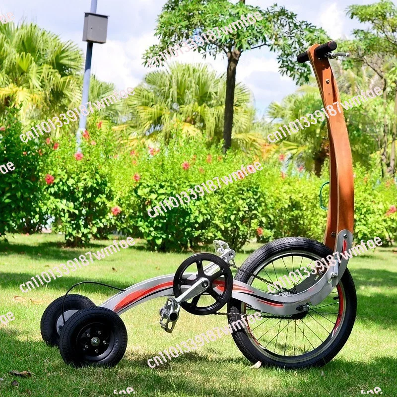 20 Inch Standing Three Wheel Fitness Bike, Upright Pedal Cruiser Trike for Outdoor Recreation & Leg Workout