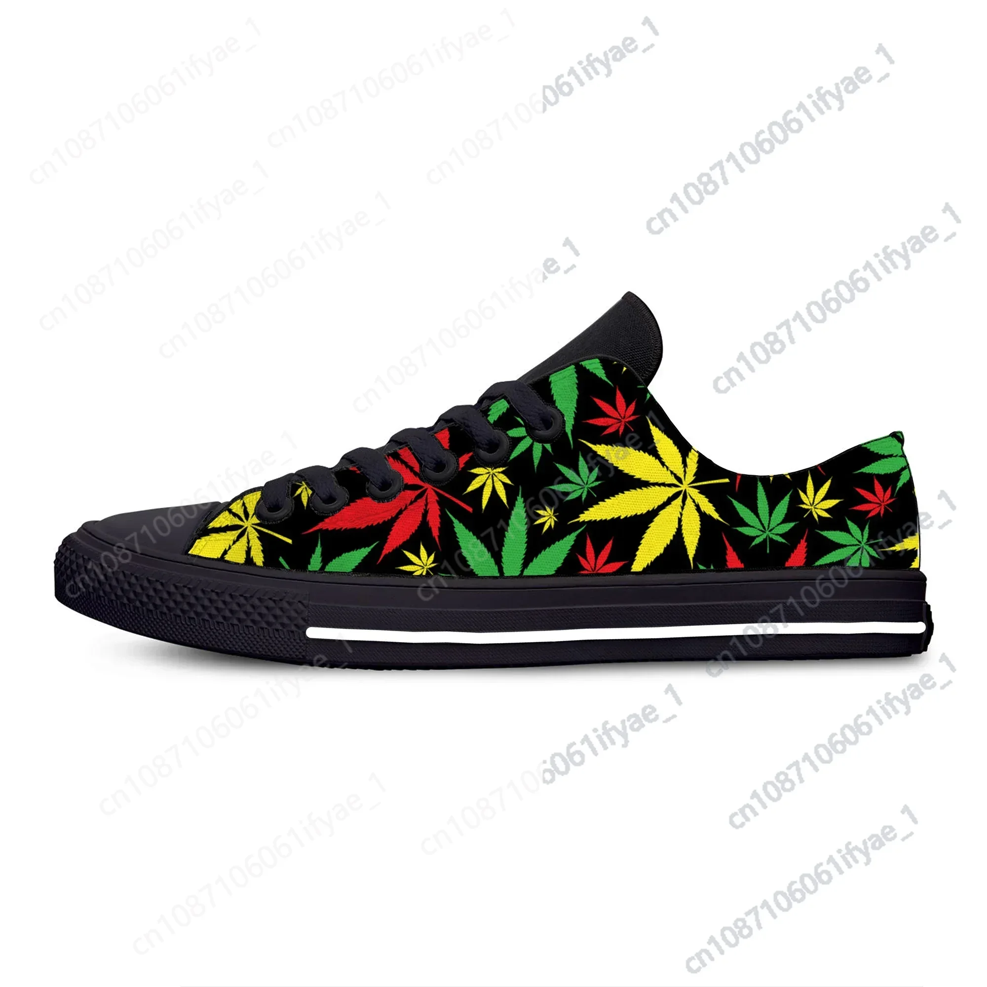 Hot Latest Reggae Rasta Leaf Pattern Fashion Funny Classic Casual Cloth Shoes Low Top Men Women Sneakers Lightweight Board Shoes