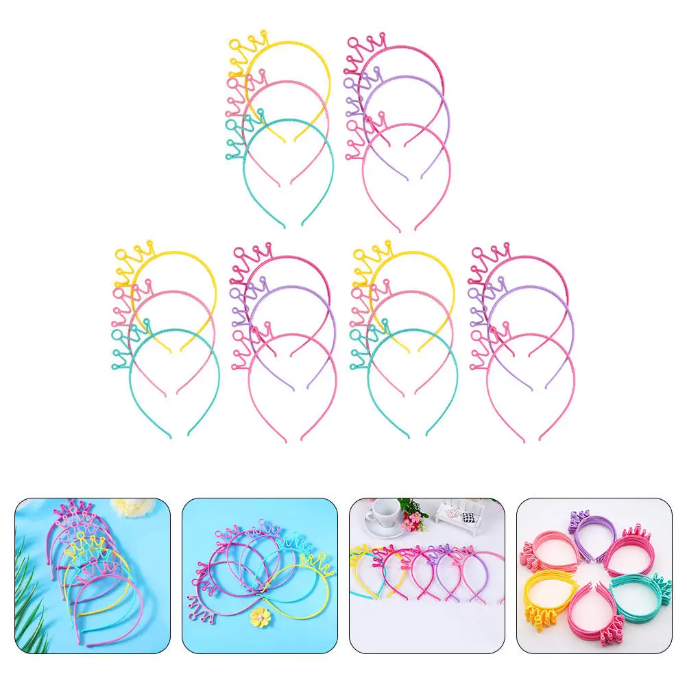 

18Pcs Crowns Headbands for Girls Kids Birthday Party Cosplay Carnival New Year Spring Festival Photo Prop Hair Decor Headband