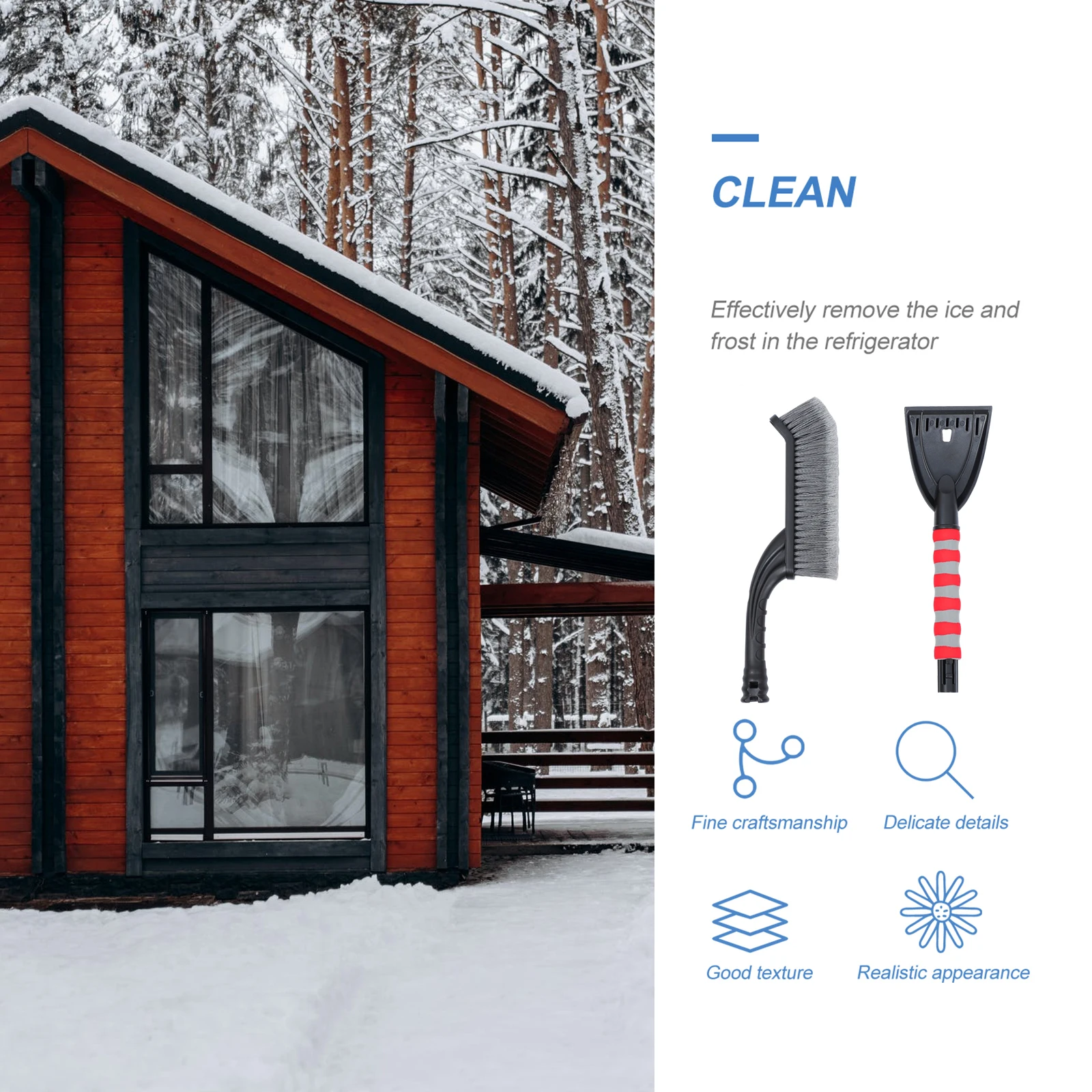 

Detachable Lightweight ABS Car Windshield Snow Removal Brush Ice Removal Brush Snow Scooper Storage Durable Safe