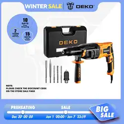 DEKO-Martelo giratório elétrico, martelo de demolição, broca de impacto, acessórios rotativos multifuncionais, 4 funções, DKRH26XL80-ST