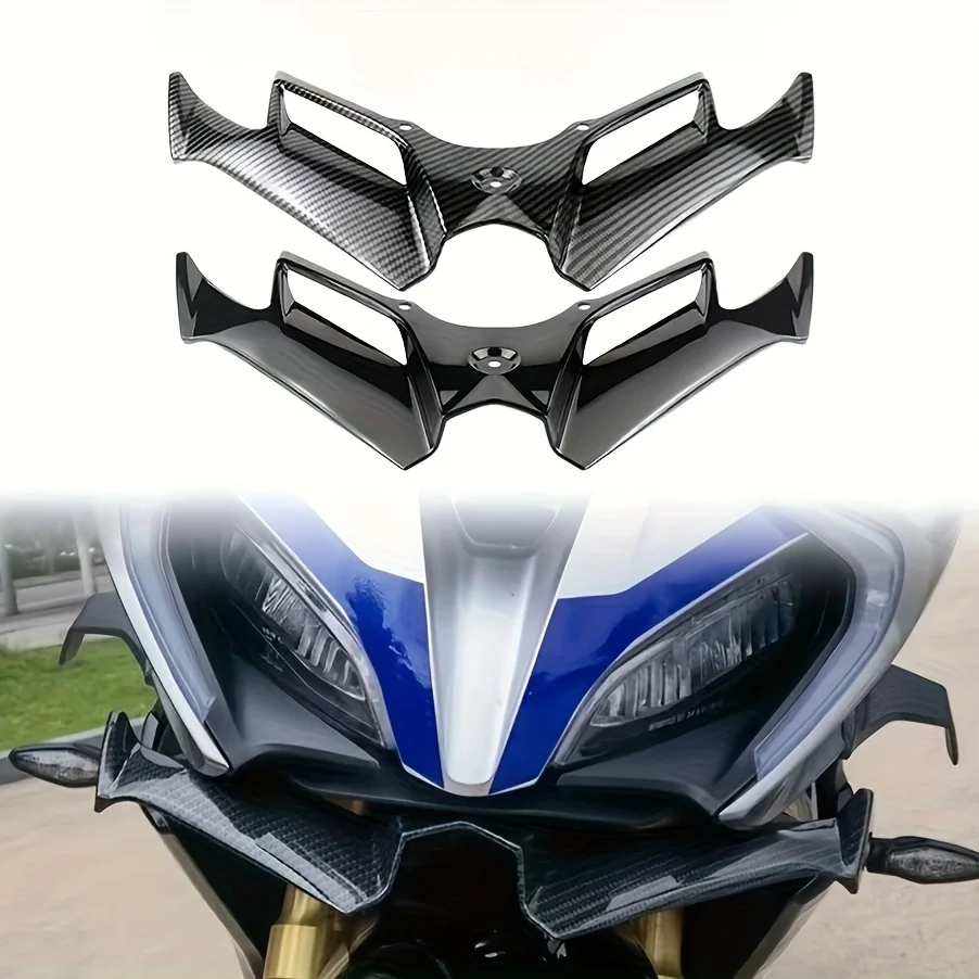 Motorcycle Carbon Fiber Front Cowl Wind Deflector - Aerodynamic Winglet with Radiator Grille for Enhanced Cooling & Airflow
