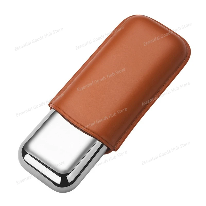 

Кейс-хумидор для сигар из нержавеющей стали, противоударный, класса люкс, с кожаной отделкой, увлажняющий, портативный, дорожный - 1 шт.