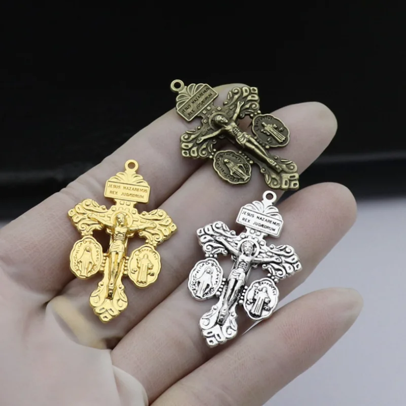 2025 New 50Pcs Catholic Pardon Crucifix Charms Forgiveness Cross Pendants Home Decor Jewelry Making DIY Charms Crafts Room Decor