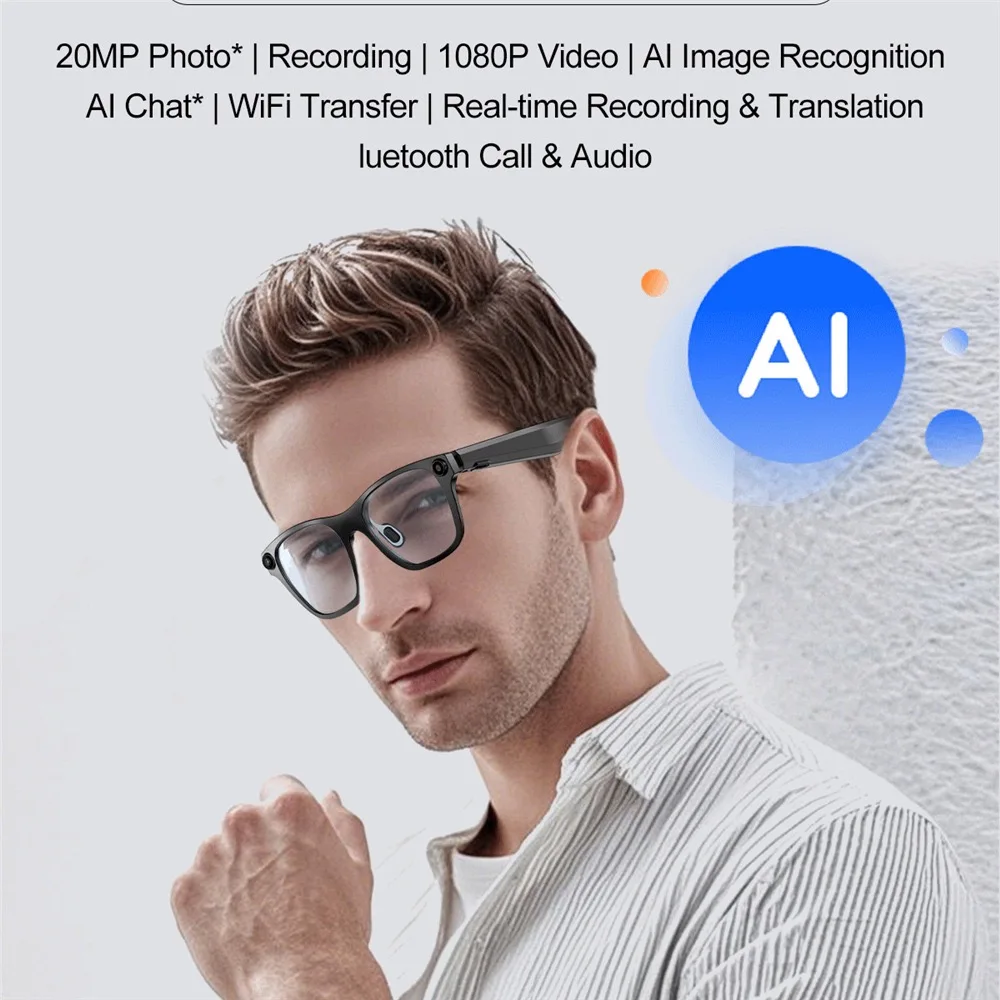 

Bluetooth camera, video recording, AI smart glasses, high-definition anti blue light, call translation