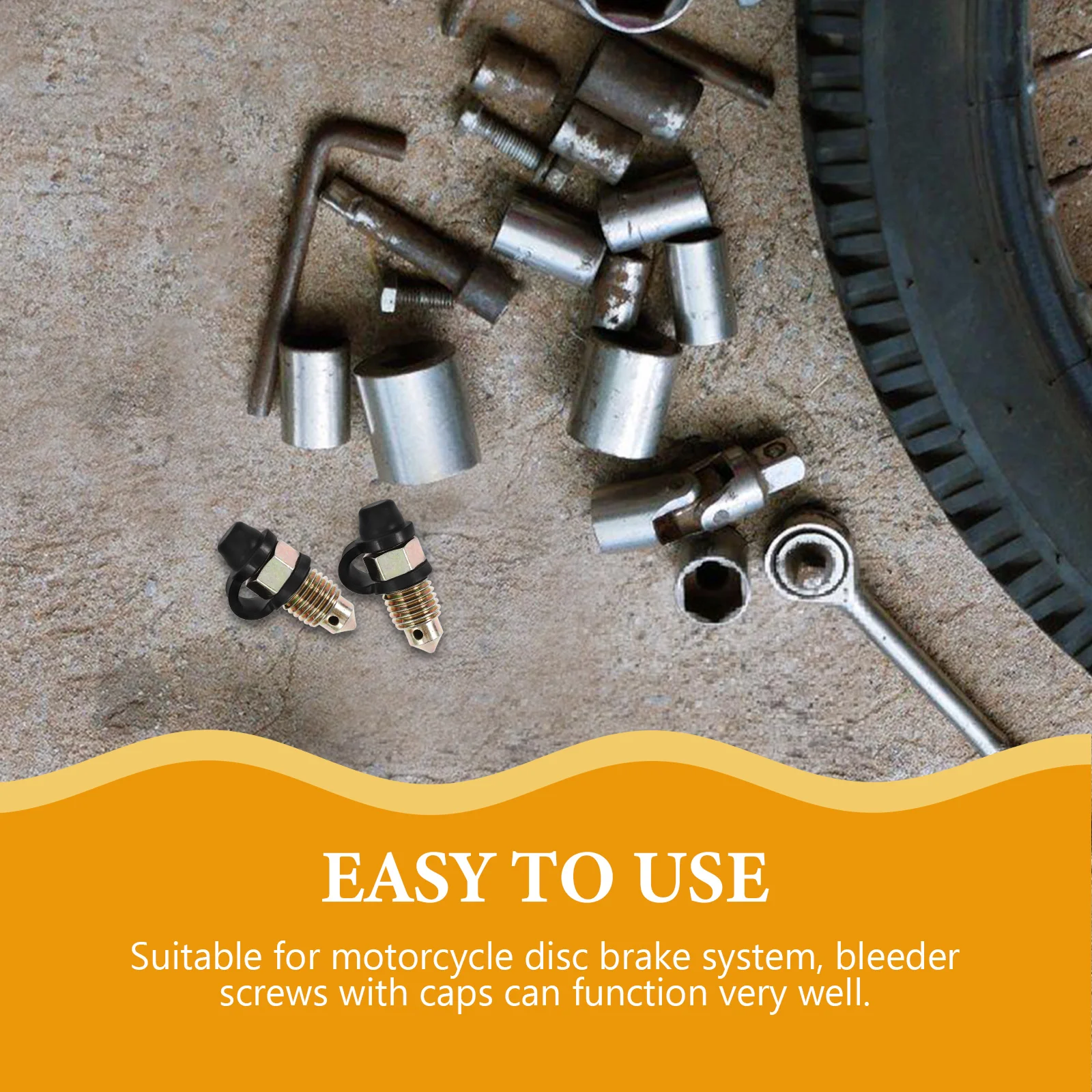 

2pcs Motorcycle Disc Brake Bleeder Screws with Caps Car Brake System Tools M10 Bolt Empty Oil Long Lasting Efficient Improvement